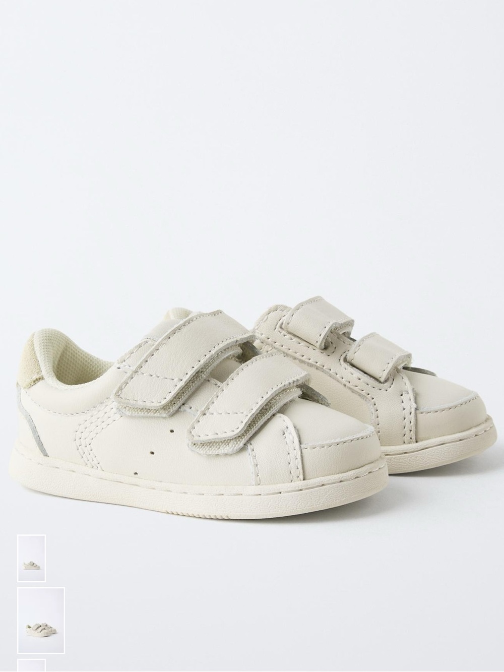 ZARA BAREFOOT COWHIDE STRAP LEATHER SNEAKERS Toddler size 20 US 4.5-5 White